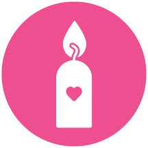 candle with flame and heart in the middle