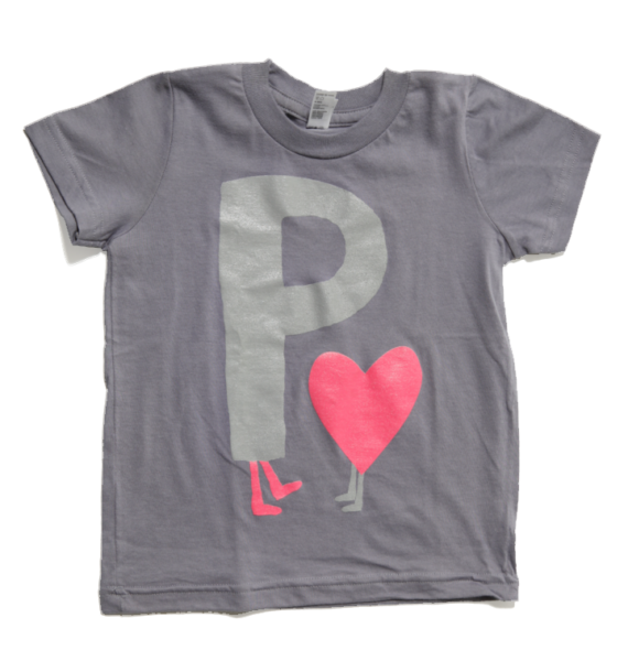 gray tshirt with pablove logo large on the center